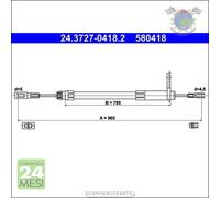 Cavo filo freno a mano ATE Posteriore Sx Sinistro per MERCEDES CLASSE C 280 250