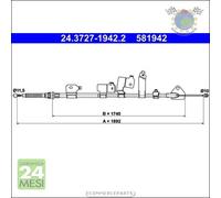 Cavo filo freno a mano ATE Posteriore Sx Sinistro per TOYOTA AURIS