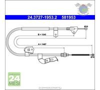 Cavo filo freno a mano ATE Posteriore Sx Sinistro per TOYOTA AYGO