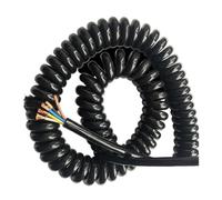 cavo flessibile Cavo a spirale quadrato a 5 nuclei da 0,5 mm 2,5 metri 5 metri 7,5 metri Cavo di alimentazione nero Filo a molla espandibile connettore di estensione(Size:Line length 2.5meter)