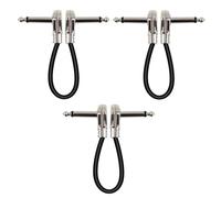 Cavo for pedale effetti for chitarra 3 pezzi connettore for cavo Patch piatto da 15 cm/6 pollici con nucleo in rame adattatore for filo di superficie linea testa tonda(Silver)