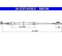 Cavo freno a mano 24.3727-0126.2 ATE per VW PASSAT B3/B4 Variant PASSAT B3/B4