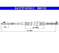 ATE 24.3727-0132.2 Cavo Del Freno a Mano Cavo per Seat Toledo I VW Golf II