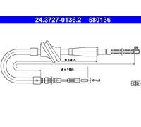 ATE Cavo freno a mano 24.3727-0136.2 posteriore sinistro per Audi 80/90 Coupé B2
