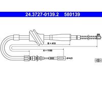 Cavo freno a mano 24.3727-0139.2 ATE per AUDI COUPE B2 80 B2 Tre volumi 90 B2