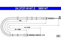 Cavo freno a mano 24.3727-0147.2 ATE per AUDI 80 B4 Tre volumi 80 B4 Avant