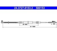 Cavo freno a mano 24.3727-0153.2 ATE per VW PASSAT B3/B4 Variant PASSAT B3/B4