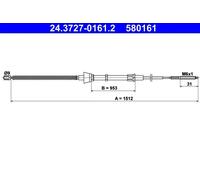 ATE 24.3727-0161.2 Cavo Del Freno A Mano Per Seat Cordoba VW Polo