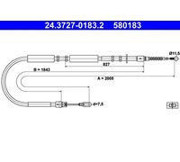 Cavo di trazione, freno di stazionamento ATE 24.3727-0183.2 destro