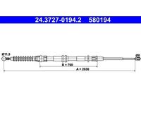 ATE Cavo freno a mano (cavo di trazione) 24.3727-0194.2 per VW Caddy III