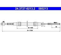 Cavo freno a mano 24.3727-0213.2 ATE per BMW 3 3 Touring 3 Cabriolet