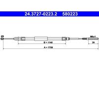 Cavo freno a mano 24.3727-0223.2 ATE per BMW 3 Coupé 3 Touring 3 3 Cabriolet
