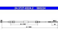 Cavo freno a mano 24.3727-0224.2 ATE per BMW 3 Coupé 3 Touring 3 3 Cabriolet