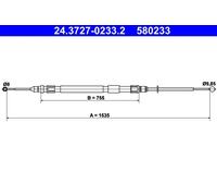 Cavo freno a mano 24.3727-0233.2 ATE per BMW 3 Touring 3 Cabriolet 3 3 Coupé