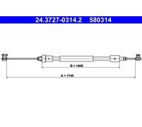 Cavo freno a mano 24.3727-0314.2 ATE per PEUGEOT CITROËN