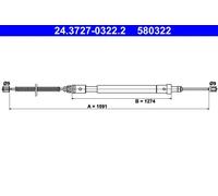 Cavo freno a mano 24.3727-0322.2 ATE per CITROËN XSARA XSARA Coupé