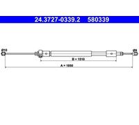 Cavo freno a mano 24.3727-0339.2 ATE per CITROËN PEUGEOT