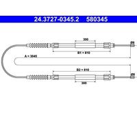 Cavo freno a mano 24.3727-0345.2 ATE per PEUGEOT FIAT CITROËN