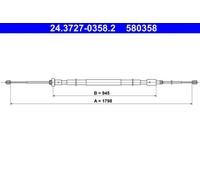 Cavo freno a mano 24.3727-0358.2 ATE per PEUGEOT CITROËN