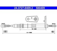 Cavo freno a mano 24.3727-0409.2 ATE per MERCEDES-BENZ 190 124 Tre volumi