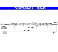 Cavo freno a mano 24.3727-0449.2 ATE per MERCEDES-BENZ CLASSE E T-Model CLASSE E
