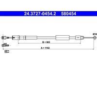Cavo freno a mano 24.3727-0454.2 ATE per MERCEDES-BENZ VITO / MIXTO Furgone
