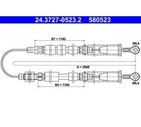 ATE Cavo freno a mano 24.3727-0523.2 per Fiat Cinquecento