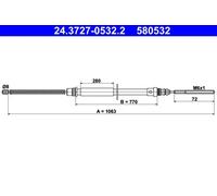Cavo freno a mano 24.3727-0532.2 ATE per CITROËN PEUGEOT FIAT