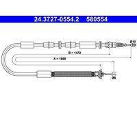 ATE Cavo freno a mano 24.3727-0554.2 posteriore destro per Fiat Bravo II, Stilo (Multi Wagon)
