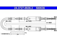 Cavo freno a mano 24.3727-0636.2 ATE per FORD TRANSIT Autobus TRANSIT Furgone