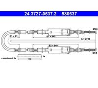 Cavo freno a mano 24.3727-0637.2 ATE per FORD TRANSIT Autobus TRANSIT Furgone