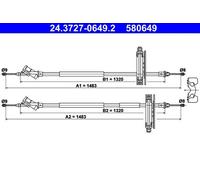 Cavo freno a mano 24.3727-0649.2 ATE per FORD FOCUS I FOCUS I Turnier