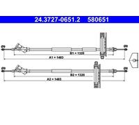 Cavo freno a mano 24.3727-0651.2 ATE per FORD FOCUS I FOCUS I Turnier