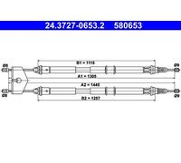 Cavo freno a mano 24.3727-0653.2 ATE per FORD MAZDA