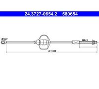 Cavo freno a mano 24.3727-0654.2 ATE per FORD FOCUS I FOCUS I Turnier