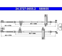 ATE 24.3727-0655.2 Cavo comando, Freno stazionamento per FORD
