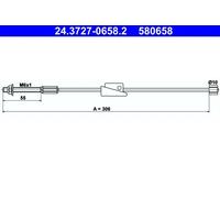 Cavo freno a mano 24.3727-0658.2 ATE per FORD MAZDA