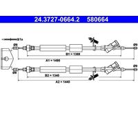 ATE Cavo freno a mano 24.3727-0664.2 per Ford Focus II Turnier