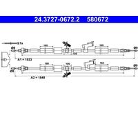 Cavo freno a mano 24.3727-0672.2 ATE per FORD KUGA I KUGA I VAN FOCUS II