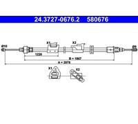 Cavo freno a mano 24.3727-0676.2 ATE per FORD MONDEO IV Turnier S-MAX MONDEO IV