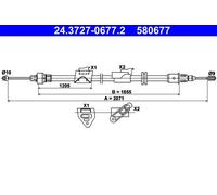 Cavo freno a mano 24.3727-0677.2 ATE per FORD MONDEO IV Turnier S-MAX MONDEO IV