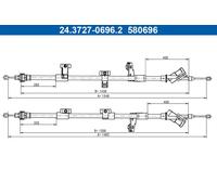 Cavo freno a mano 24.3727-0696.2 ATE per FORD FOCUS III Tre volumi FOCUS III