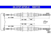 Cavo freno a mano 24.3727-0725.2 ATE per OPEL OMEGA A OMEGA B OMEGA B Familiare