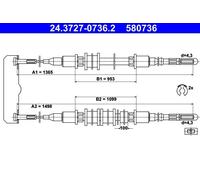 ATE 24.3727-0736.2 Cavo freno a mano