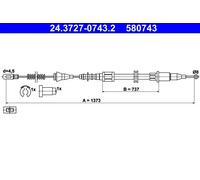 Cavo freno a mano 24.3727-0743.2 ATE per OPEL CORSA B CORSA B Furgone/hatchback