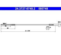 ATE Cavo freno a mano 24.3727-0748.2 per Opel Vectra B Hatchback