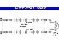 Cavo freno a mano 24.3727-0756.2 ATE per OPEL ZAFIRA A MPV / Space wagon