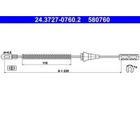 Cavo freno a mano 24.3727-0760.2 ATE per OPEL VECTRA B VECTRA B Hatchback