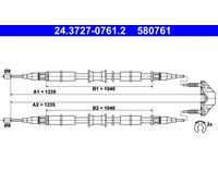 ATE 24.3727-0761.2 Cavo freno a mano Posteriore Cavo Freno Filo freno a mano Corde freno a mano