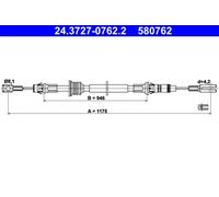 Cavo freno a mano 24.3727-0762.2 ATE per RENAULT OPEL NISSAN